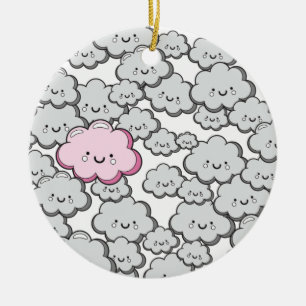Graue kleine Wolken Keramikornament