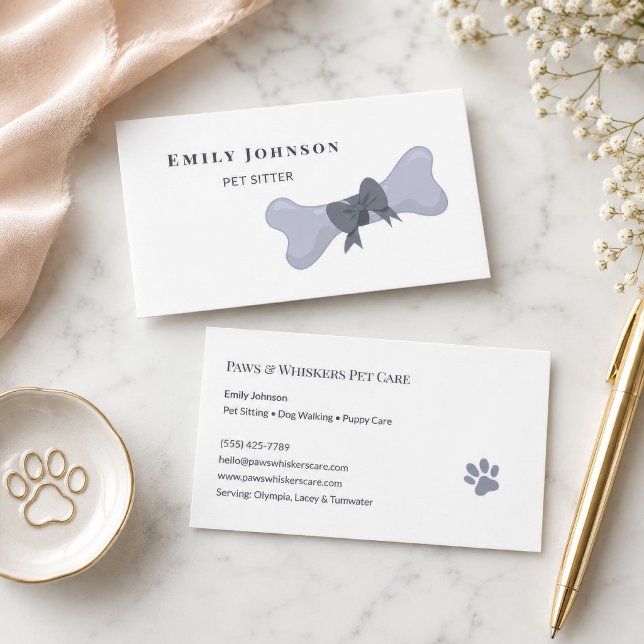 Graue Knochen-Tiersitterin Visitenkarte (Gray Bone Pet Sitter Business Card
)