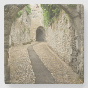 Graue Kopfsteinpflasterstraße, Frankreich Steinuntersetzer