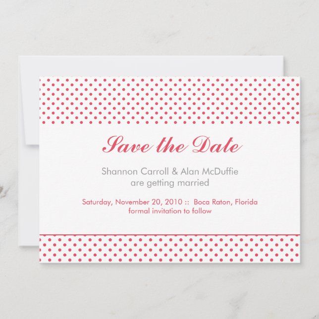 graue & korallenrote Punkte Save-the-Date-Karte Save The Date (Vorderseite)