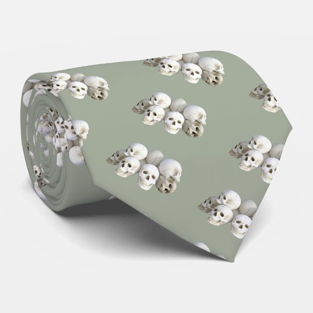 Graue Krawatte/Schädel Krawatte (Gerollt)