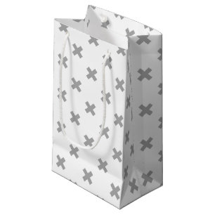 Graue Kreuzstiche auf Weiß Kleine Geschenktüte