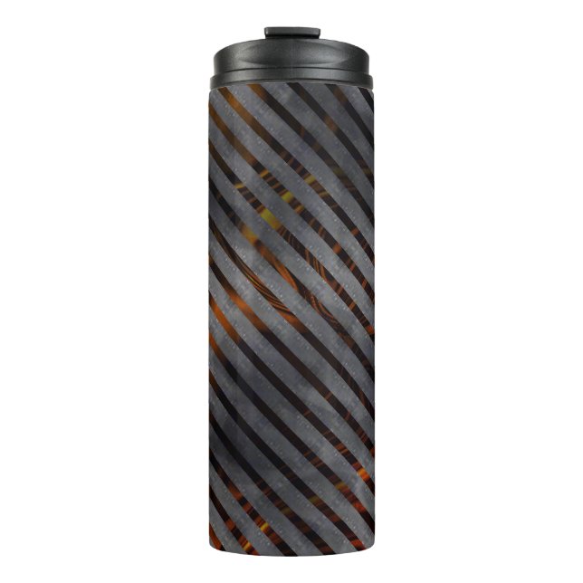 Graue Kreuzstreifen oder Bänder? Goldrötlich Thermosbecher (Vorderseite)