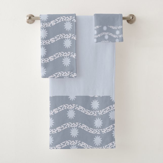 Graue Kurve und Blume Badhandtuch Set (Insitu)