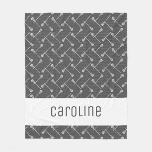 Graue Lacrosse Weiße Sticks Gemustert Fleecedecke