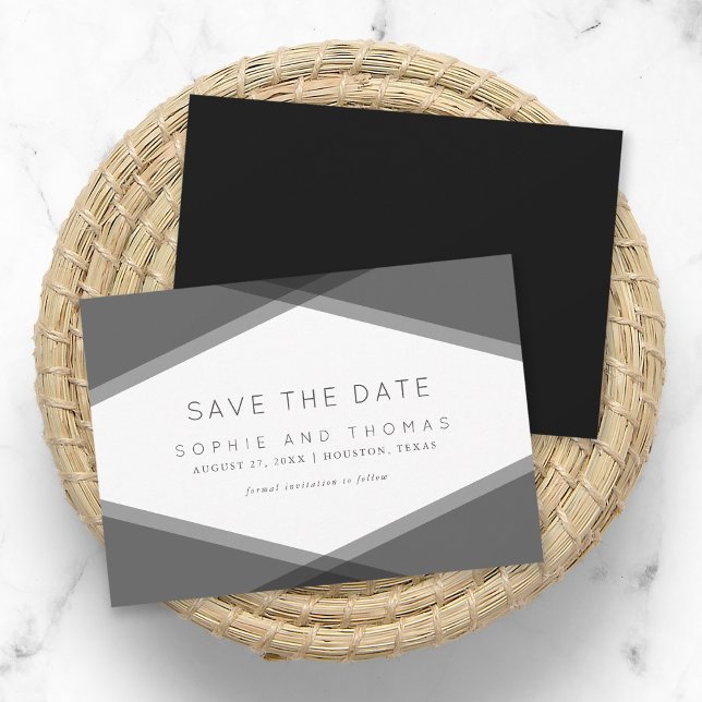 Graue Layered Geometric Black Save the Date Einladung (Von Creator hochgeladen)