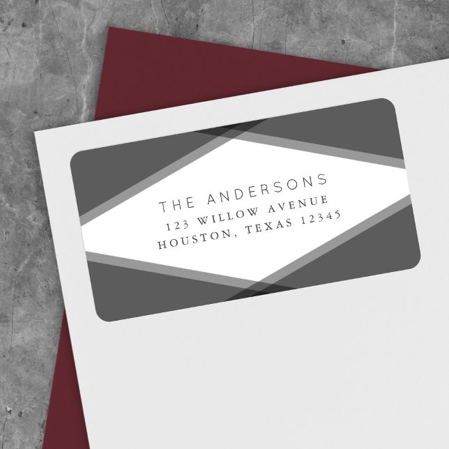 Graue Layered Geometric Return Address Label Adressaufkleber (Von Creator hochgeladen)