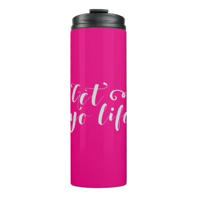 Graue Lebenstypografie Thermosbecher (Vorderseite)