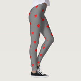 Graue Leggings mit Red Hearts Stilvoll Komfortabel