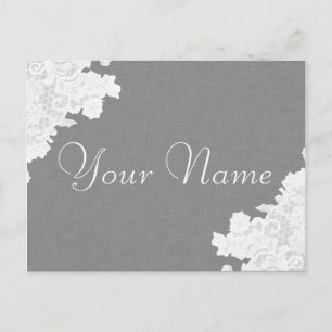 Graue Leinen-und Spitze-Mitteilungs-Karte Einladungspostkarte