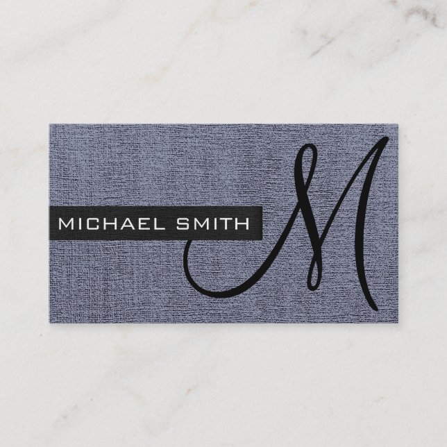 Graue Leinwand Elegantes Monogramm #2 Visitenkarte (Vorderseite)