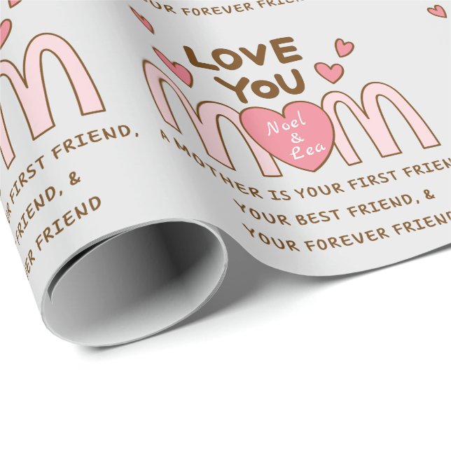 Graue Liebe Sie Mama Wrapping Paper Geschenkpapier (Rolleneckpunkt)
