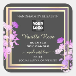 Graue, Lila goldene Produktkennzeichnungen, Logo-F Quadratischer Aufkleber