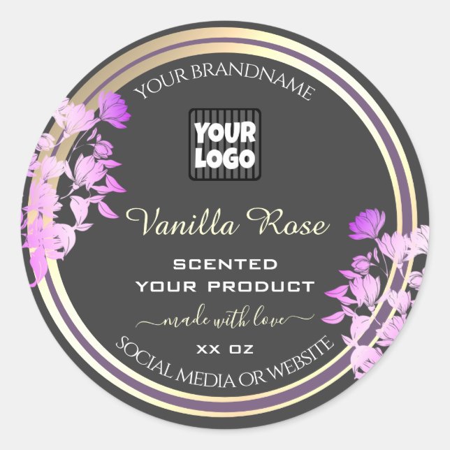 Graue, Lila goldene Produktkennzeichnungen, Logo-F Runder Aufkleber (Vorderseite)