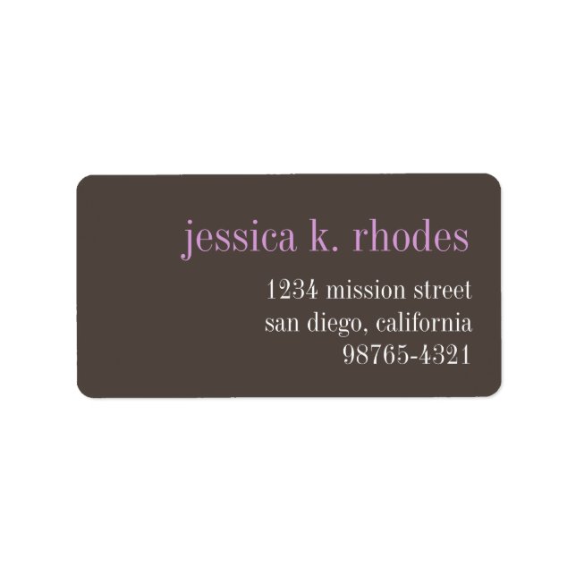 Graue Lila-Typografie der Moderne Rücksendeadresse Adressaufkleber (Vorne)