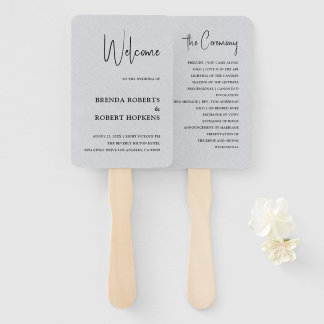 Graue Linen Einfaches Schwarzes Skript Hochzeitsha Fächer