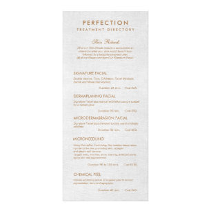 Graue Linen Esthetician Wellness-Center Preisliste Werbekarte
