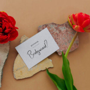 Graue Linen White Script wird mein Bridesmaid sein Einladung