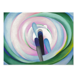 Graue Linien mit Schwarz, Blau und Gelb O'Keeffe Fotodruck