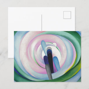 Graue Linien mit Schwarz, Blau und Gelb O'Keeffe Postkarte
