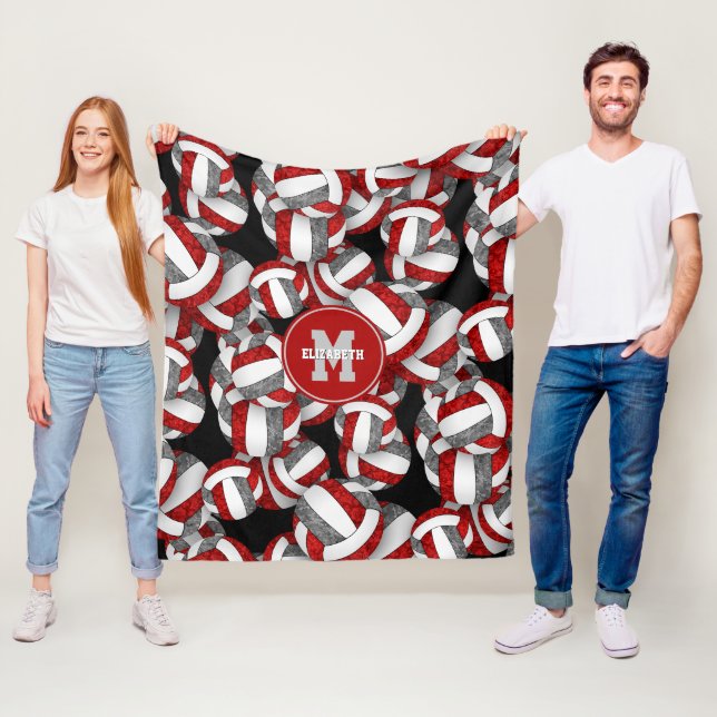 Graue Mädchen Volleyball Team Farben Geschenke Fleecedecke (Beispiel)