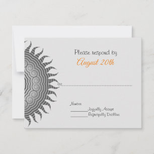 Graue Mandala auf schwarzer Hochzeits-RSVP Einladung