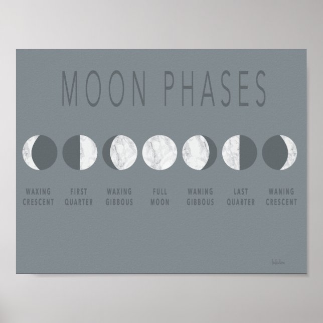Graue Marble Moon Phases Poster (Vorne)
