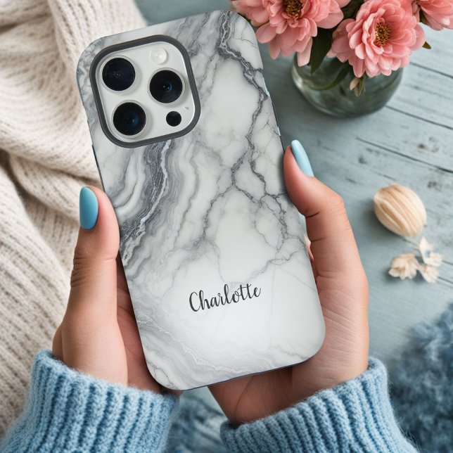 Graue Marble Personalisiert iPhone Case Hülle (Von Creator hochgeladen)