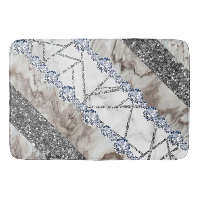 Graue Marble Stone Moderne Abstrakt Badematte (Vorderseite)