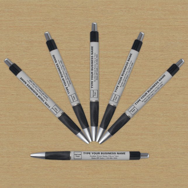 Graue Markenbezeichnung auf Pen Kugelschreiber (Pen with gray barrel and your business brand)