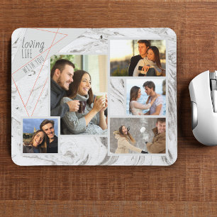 Graue Marmor 5-Foto-Collage - Das Leben mit dir li Mousepad