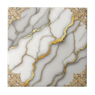 Graue Marmor-Gold-Verzierte Rahmenstruktur Fliese