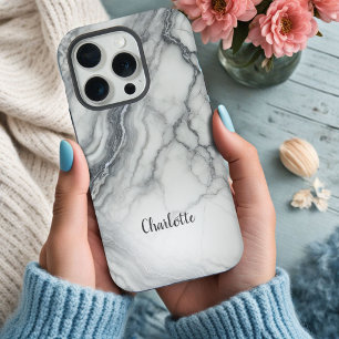 Graue Marmor iPhone-Hülle personalisiert iPhone 15 Pro Hülle