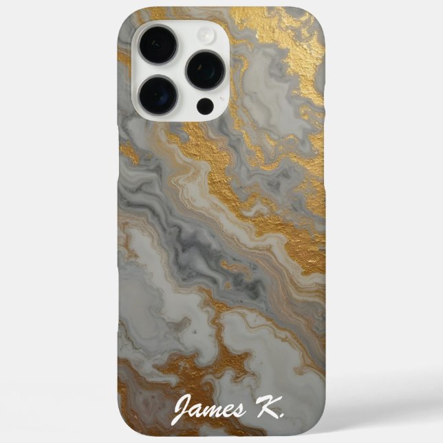 Graue Marmor mit Gold Case-Mate iPhone Hülle (Rückseite)