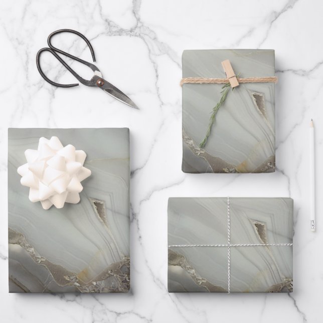 Graue Marmor mit Goldvene Geschenkpapier Set (Vorderseite)