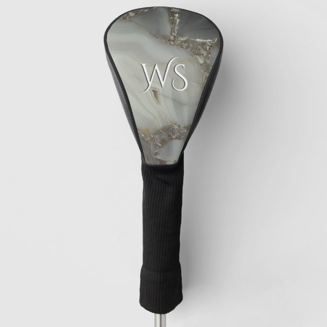 Graue Marmor mit Goldvene Golf Headcover (Vorderseite)