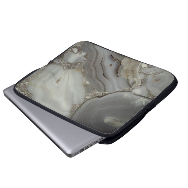 Graue Marmor mit Goldvene Laptopschutzhülle (Vorne Knopf)
