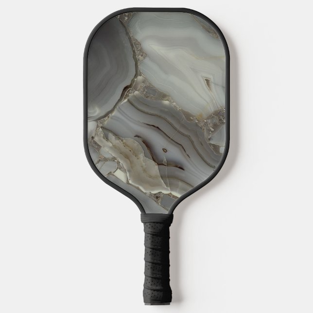 Graue Marmor mit Goldvene Pickleball Schläger (Vorderseite)