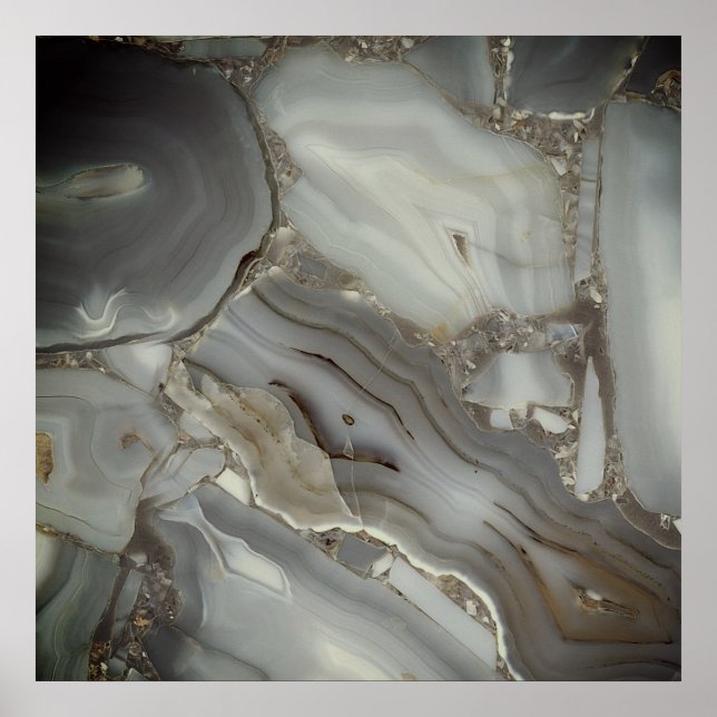 Graue Marmor mit Goldvene Poster (Vorne)