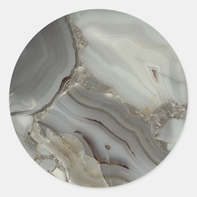Graue Marmor mit Goldvene Runder Aufkleber (Vorderseite)