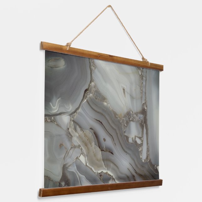 Graue Marmor mit Goldvene Wandteppich Mit Holzrahmen (Gewinkelt)