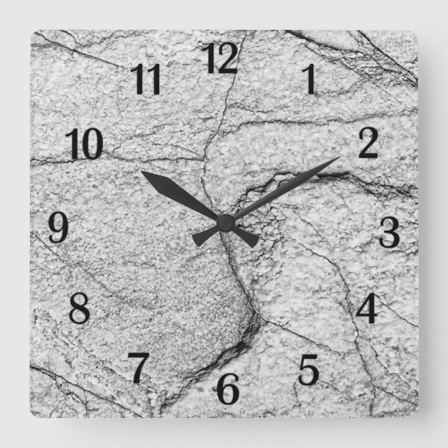Graue Marmorplatte Quadratische Wanduhr (Vorderseite)