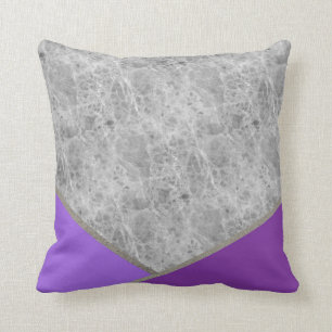 Graue Marmorsteine Lila violette Geometrie Silber Kissen