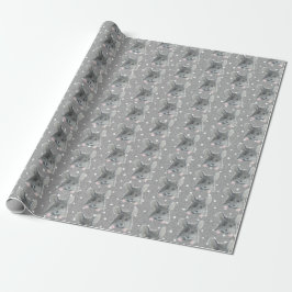 Graue Maus auf Polka Dots Geschenkpapier