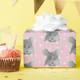 Graue Maus auf Polka Dots Geschenkpapier