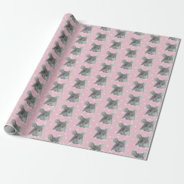 Graue Maus auf Polka Dots Geschenkpapier
