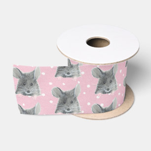 Graue Maus auf Polka Dots Satinband