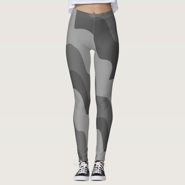 Graue Meereswellen Leggings (Vorderseite)