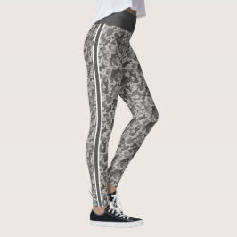 Graue militärische Tarnung weiße und graue Streife Leggings