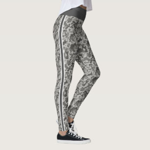 Graue militärische Tarnung weiße und graue Streife Leggings